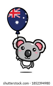 cute koala design flying with balloon
