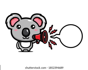 cute koala design holding megaphone