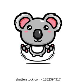 cute koala design is playing skipping
