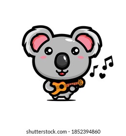 cute koala design is playing the ukulele