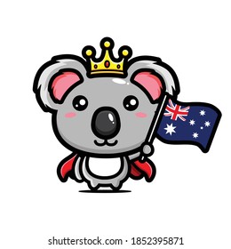 cute koala design wearing a king crown