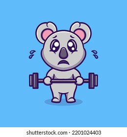 cute koala is doing fitness vector icon illustration