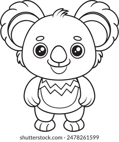 Cute Koala Doodle Coloring Page Character