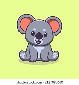 Cute koala doodle illustration, koala cartoon outline