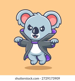 Ilustración linda del icono del Vector de la historieta del vampiro de Koala Dracula. Animal Festiva Icon Concept Vector de Premium aislado. Estilo plano de la historieta