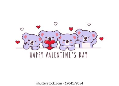 Cute Koala Drawing Happy Valentines Day Doodle