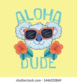 cute koala drawn as vector for tee print