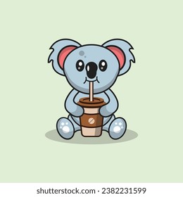 Cute koala trinken Kaffeekartographie Vektorgrafik Konzept einzeln auf der Illustration