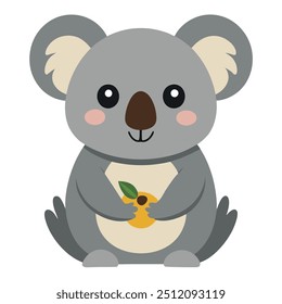 A cute Koala Eating Vector Icon Illustration