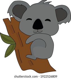 A cute Koala embraced with a tree