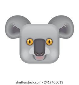 Cara de koala corta, cabeza de oso australiano en forma cuadrada, ilustración vectorial de avatar animal