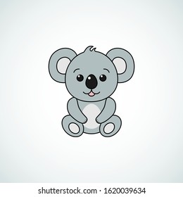 Cute koala face cartoon icon, vector illustration isolated