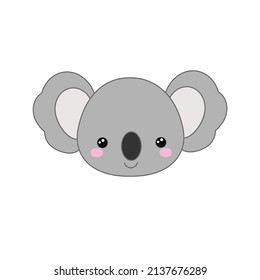 Cute koala face. Cartoon kawaii animal icon.