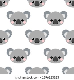 Cute koala face. Cartoon seamless vector pattern