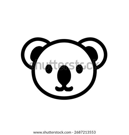 Cute Koala Face Icon Isolated on White Background Simple Design