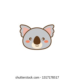 cute koala face icon on a white background
