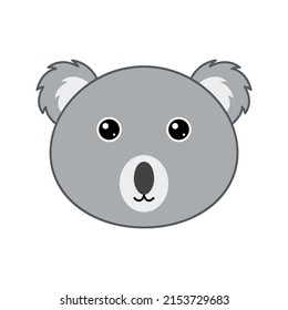 Cute Koala Face Isolated On White Background