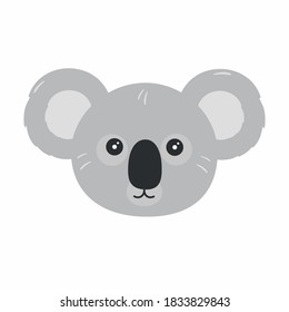 Cute Koala face on a white background. Vector illustration