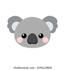 Cute koala face. Vector illustration isolated on white background