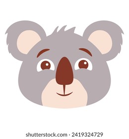 Cute koala face.Hand drawn vector illustration. Koala bear cartoon character.