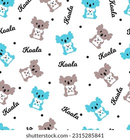 Cute Koala Family Hug Vector Graphic Art Seamless Pattern can be use for background and apparel design