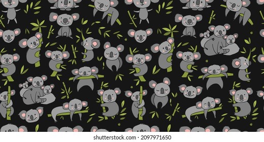 Cute Koala Family. Seamless Pattern for your design