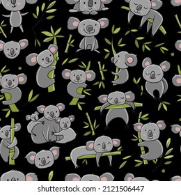 Familia Cute Koala. Patrón sin problemas para su diseño