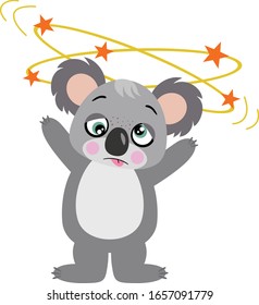 Cute koala se siente mareado aislado en blanco
