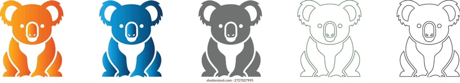 Um bonito ícone plano Koala, parte de um consistente vetor preto sólido isolado ícone conjunto, projetado para várias aplicações gráficas.