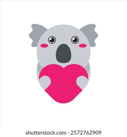 Cute koala flat icon vector design illustration, cute animals vector design for valentines day theme pattern illustration. 