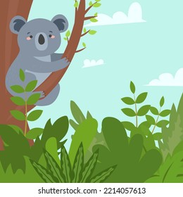 Cute koala in flat style. Wildlife animals