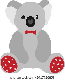 Cute Koala Flat Vector Illustration for Valentine's Day 