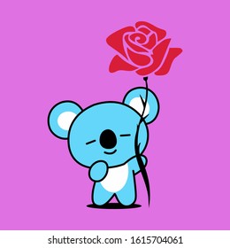 Cute koala folwer character design