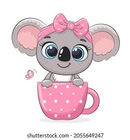 Cute koala girl. Vector illustration of a cartoon.