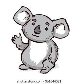 Cute koala. Hand drawn cartoon vector illustration.