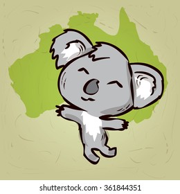 Cute koala. Hand drawn cartoon vector illustration. 