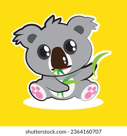 cute koala having its leaves