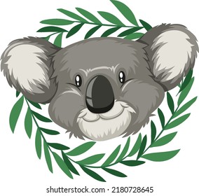 Cabeza de cute koala en ilustración de estilo caricatura