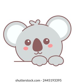 Cute Koala head icon vector isolated. Illustration of a funny baby koala smiling. Wild animal, mammal from the zoo. Funny koala face.