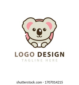 Cute Koala head inside a circle logo vector icon illustration