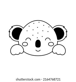 Cute koala head in Scandinavian style. Animal face for kids t-shirts, wear, nursery decoration, greeting cards, invitations, poster, house interior. Vector stock illustration