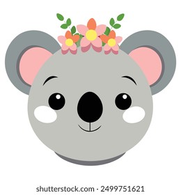 Cute koala heads vector white background 