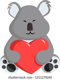 Cute koala with heart. Vector illustration.