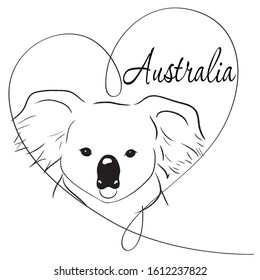 Cute Koala with heart vector illustration