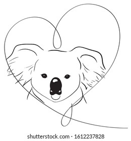 Cute Koala with heart vector illustration