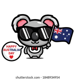 cute koala holding an australian flag