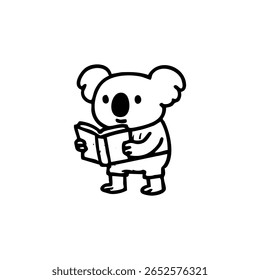 Cute koala holding a book