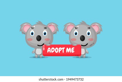 Cute koala holding my adoption sign