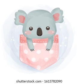 cute koala illustration, baby shower decoration, animals clipart.