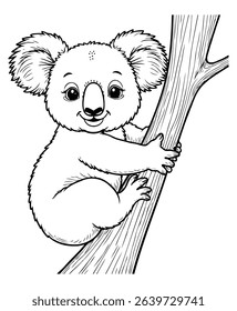 Cute koala Illustration Coloring Book